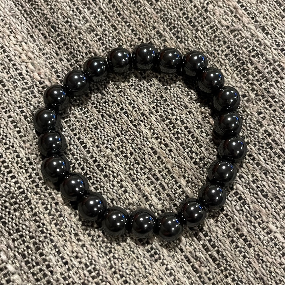 Silver Hematite Bead Stretch Bracelet